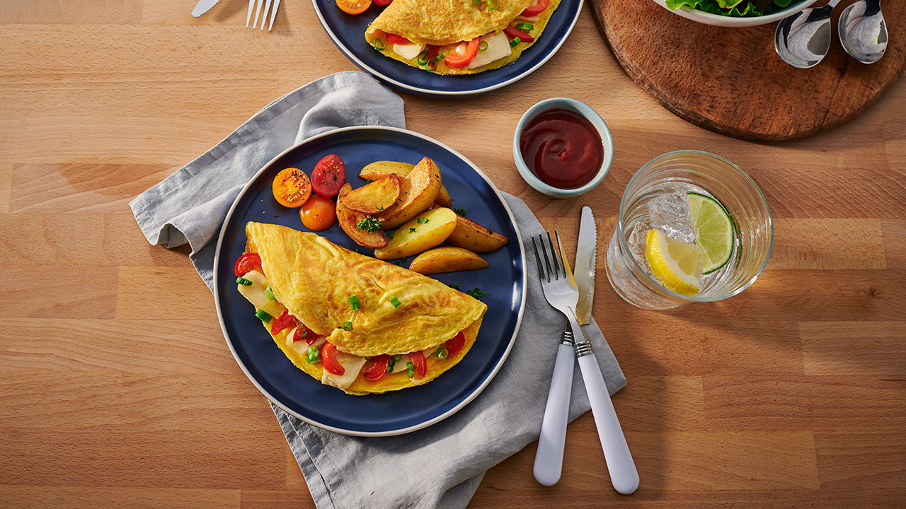 Omelettes au brie et au poivron rouge
