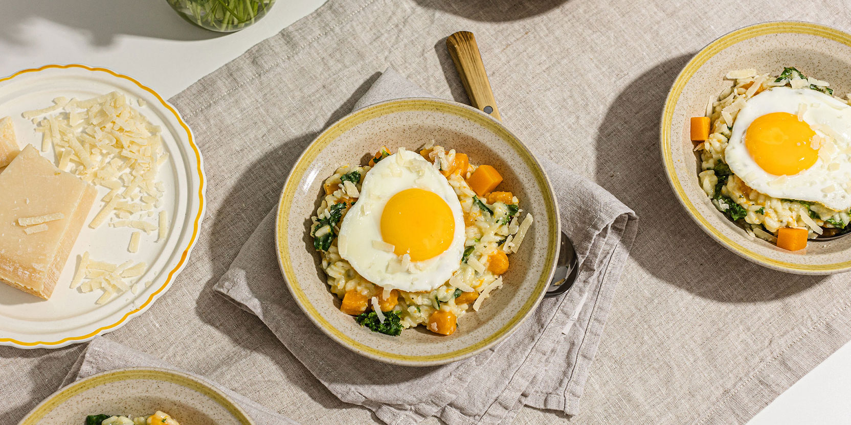 Risotto crémeux aux œufs et à la courge