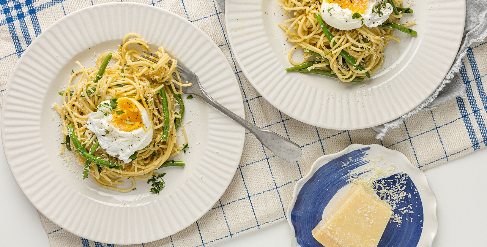 Spaghetti carbonara aux haricots verts