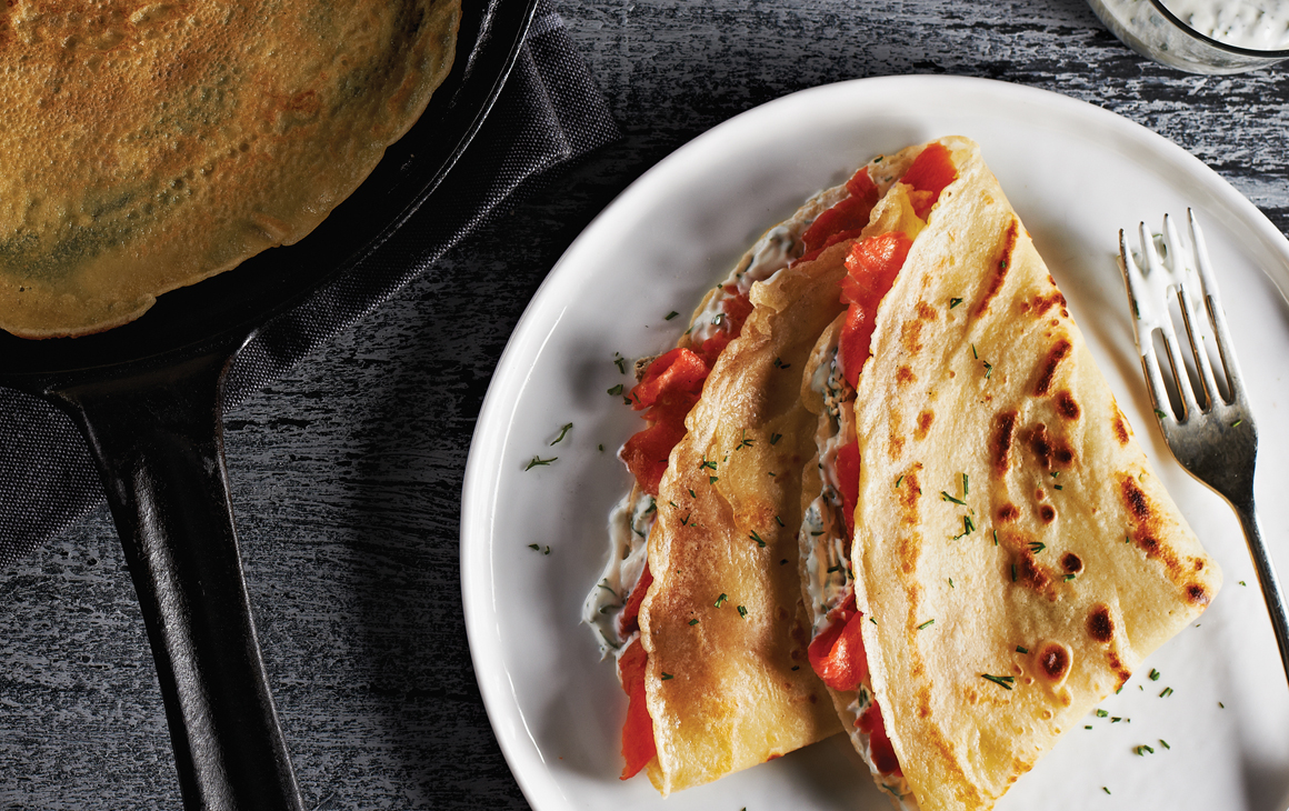 Crêpes au saumon fumé et à l’aneth