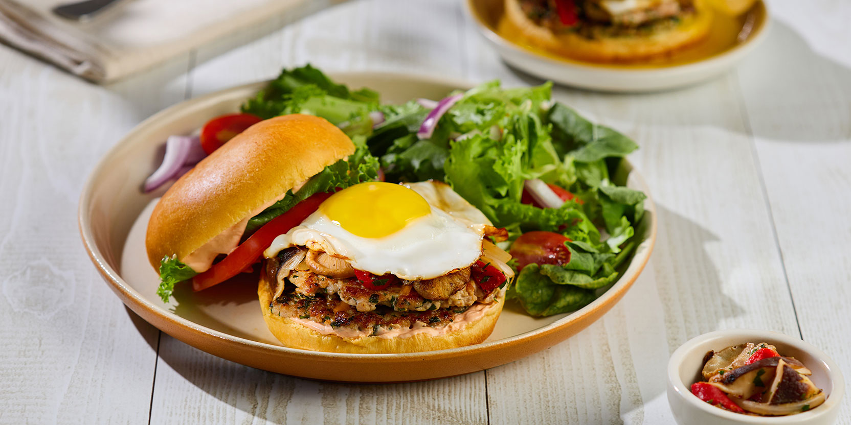 Hamburgers aplatis au porc et aux champignons